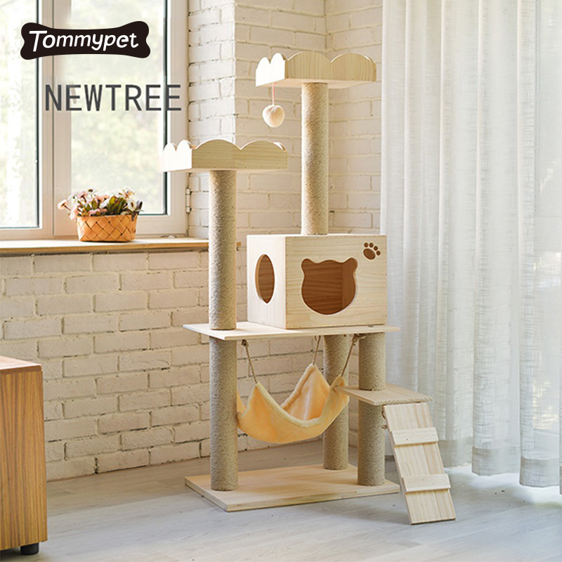 Большая деревянная башня для скалолазания мода diy deluxe Cat Tree когтеточка от дерева до потолка