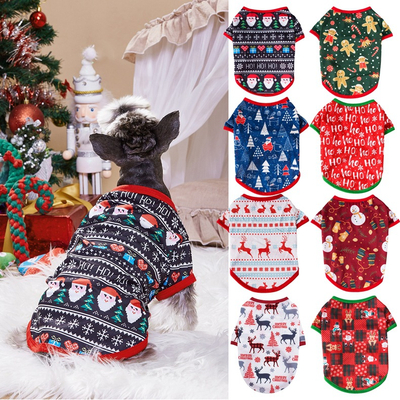 Одежда для щенков Жилет Одежда Хлопковые принадлежности Роскошная мода Рождественская футболка для домашних животных Одежда для собак