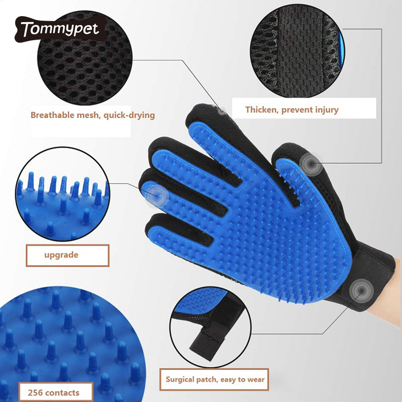 Силиконовые перчатки для удаления волос для домашних животных на заказ, перчатки для ухода за домашними животными Guantes de mascotas Deshedding Brush Glove с 256 наконечниками