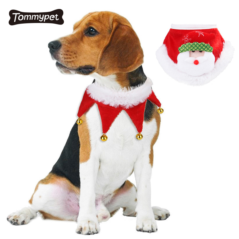 Amazon hot sell Pet dress up Модный рождественский ошейник Санта-Клауса с колокольчиком